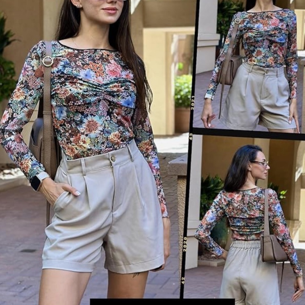 💎$3 WITH BUNDLE💎 Sheer Mesh Floral Top S - Picture 6 of 8